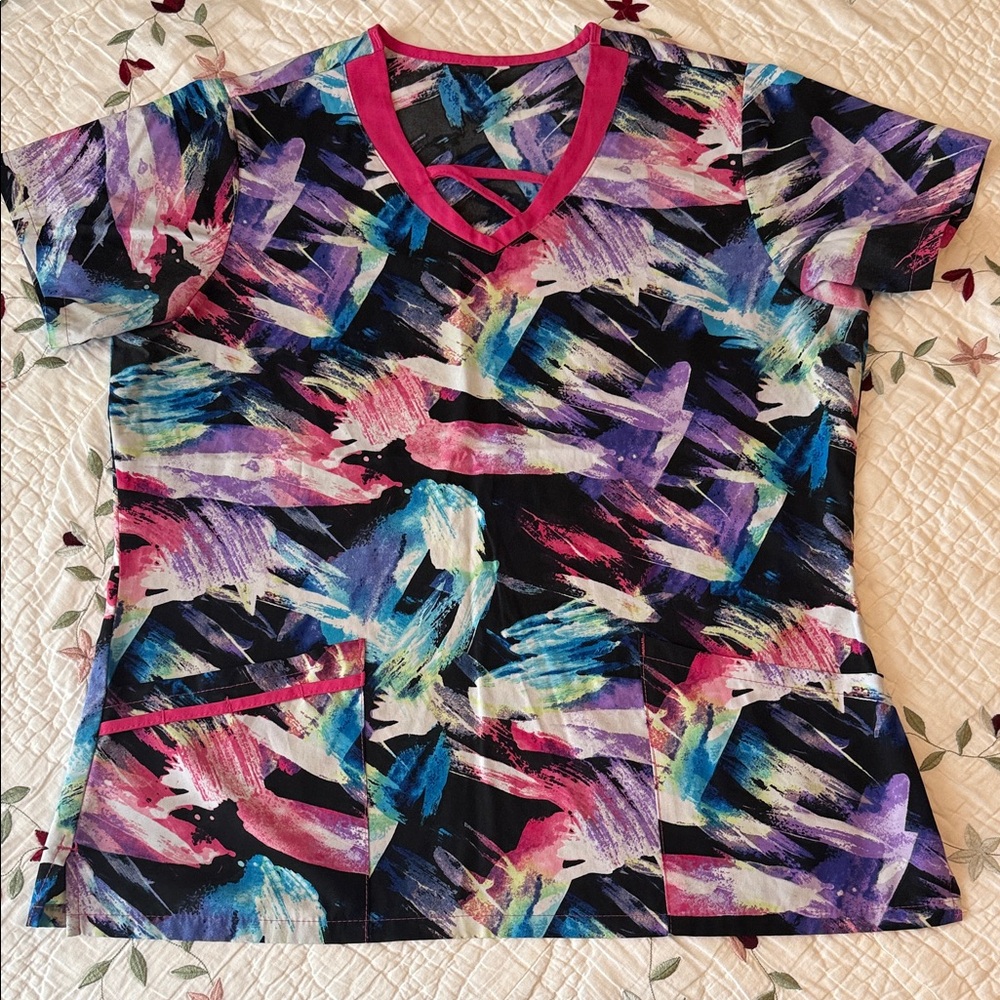Jockey Multicolor Abstract Short Sleeve Top